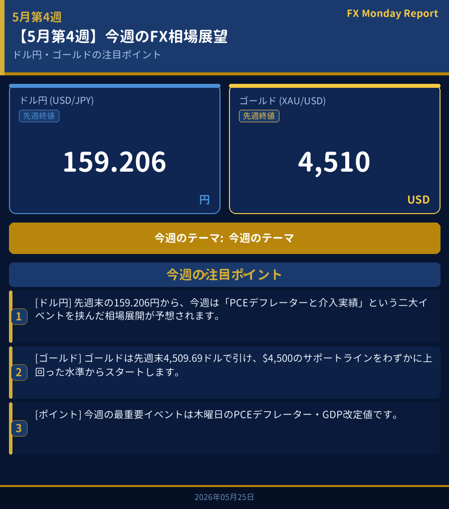 今週のFX相場展望ダッシュボード