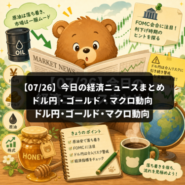 【07/26】今日の経済ニュースまとめ｜ドル円・ゴールド・マクロ動向