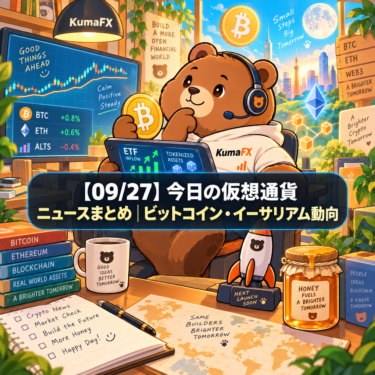 【09/27】今日の仮想通貨ニュースまとめ｜ビットコイン・イーサリアム動向